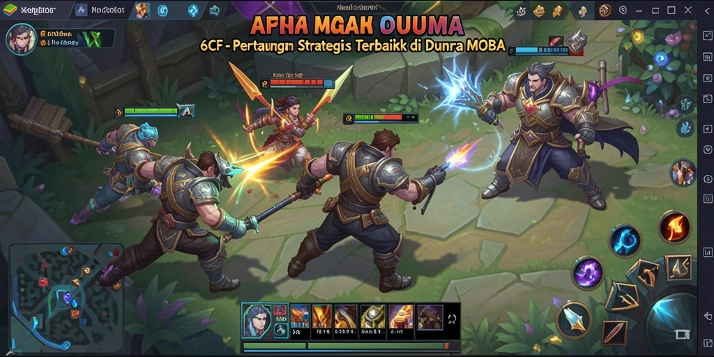 Tampilan utama gameplay 6CF dengan karakter yang bertarung di arena