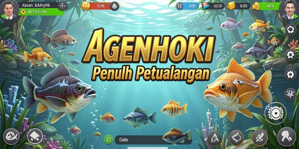 Tampilan gameplay AGENHOKI yang menarik saat memancing di laut.