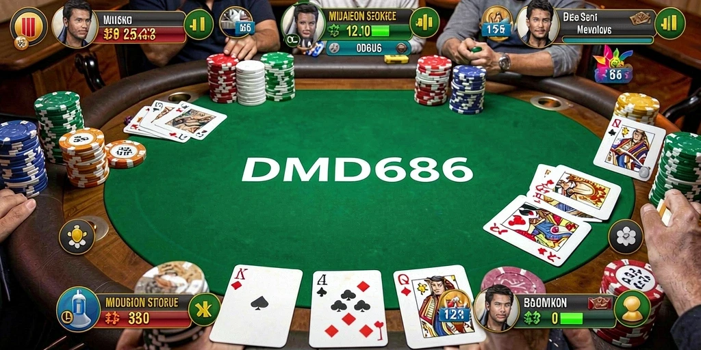 Screenshot DMD686 menampilkan gameplay Poker yang seru dan interaktif.