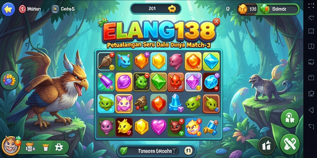 Tampilan gamplay seru dan menarik di ELANG138 Match-3.
