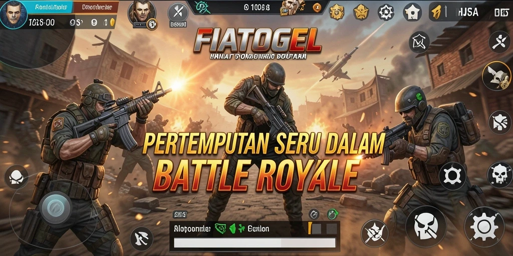 Tampilan pertarungan seru dalam arena FIATOGEL di game Battle Royale.