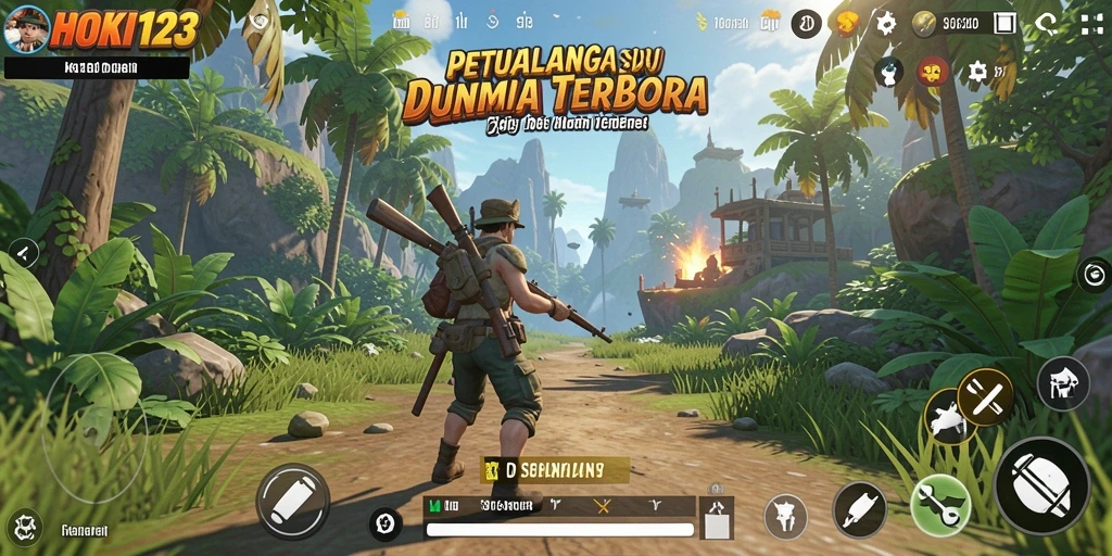 Tampilan gameplay HOKI123 dengan aksi seru di dunia terbuka.