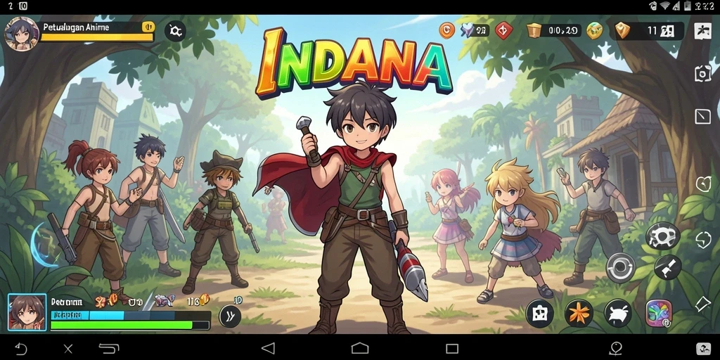 Tampilan gameplay INDAAA dengan aksi karakter Anime yang seru.