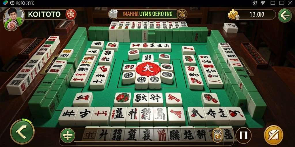 Tampilan gameplay KOITOTO yang menarik dan penuh strategi Mahjong.
