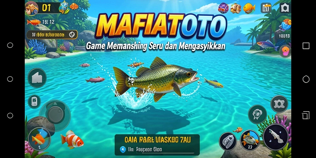 Tampilan gameplay MAFIATOTO yang menarik saat memancing di danau.