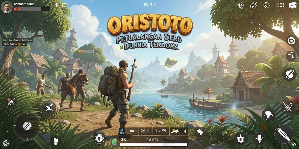 Tangkapan layar gameplay ORISTOTO menunjukkan dunia yang luas dan indah.