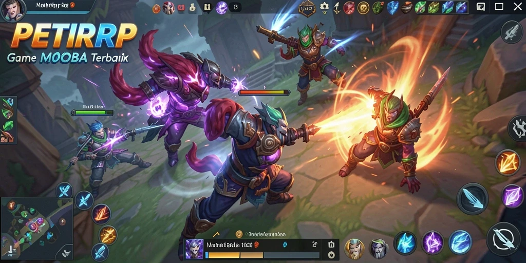 Screenshot gameplay <strong>PETIRRP</strong> menunjukkan aksi pertarungan seru di arena MOBA.
