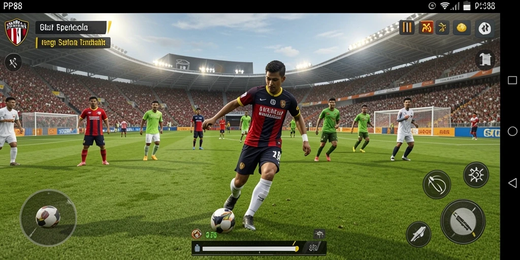 Screenshot utama PP88 menampilkan aksi seru dalam permainan sepak bola.