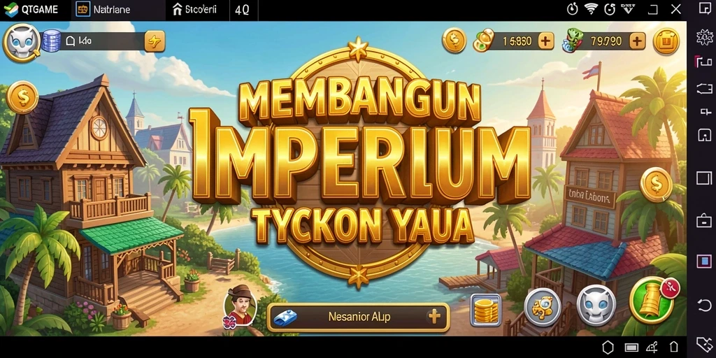 Screenshot gameplay QTGAME menampilkan aksi pengelolaan bisnis yang dinamis.