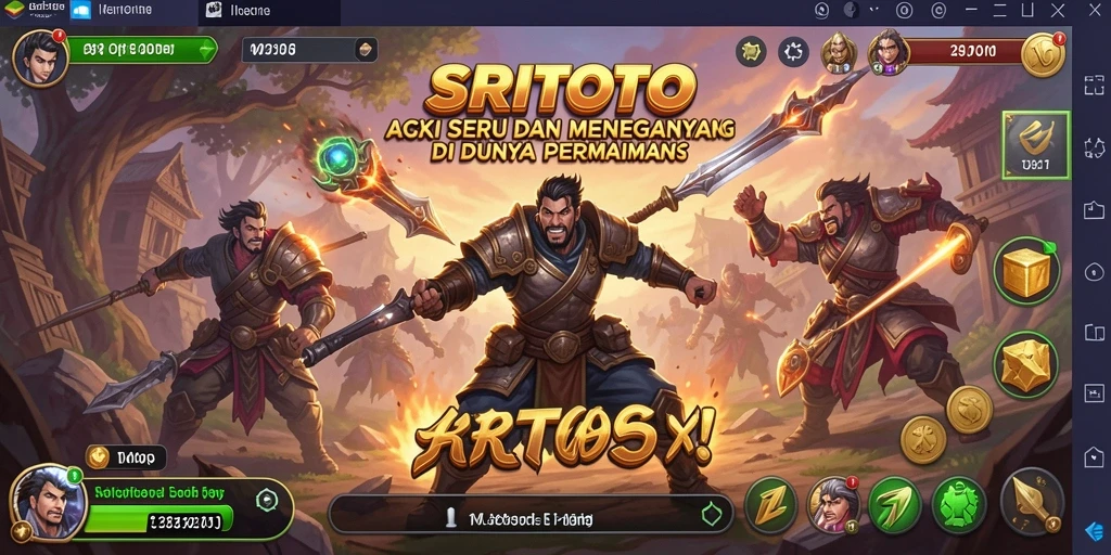 Tangkapan layar SRITOTO menampilkan aksi spektakuler di medan perang.