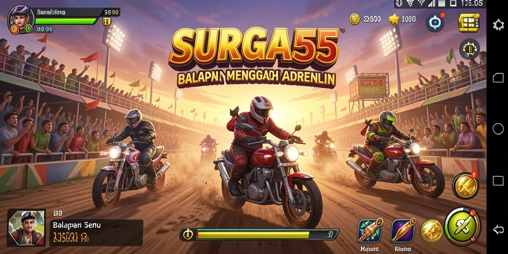 Tampilan gameplay balapan yang mendebarkan di SURGA55.