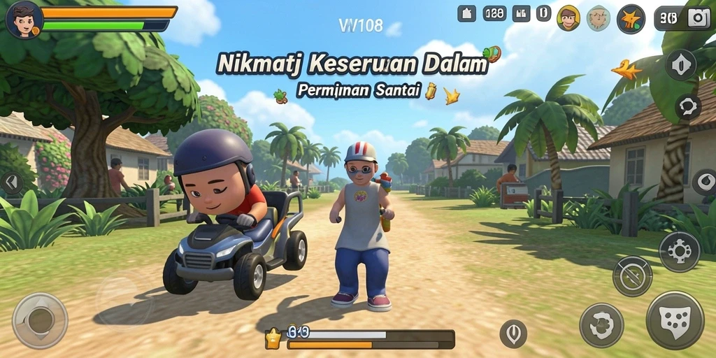 Tampilan gameplay VW108 yang ceria dan menarik saat dimainkan.