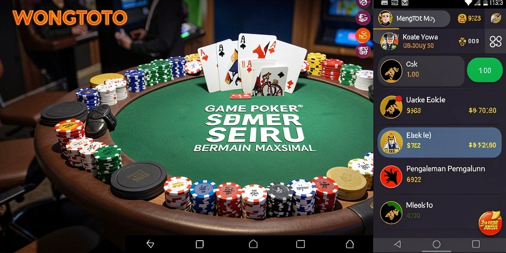 Screenshot utama WONGTOTO menampilkan aksi seru permainan Poker.